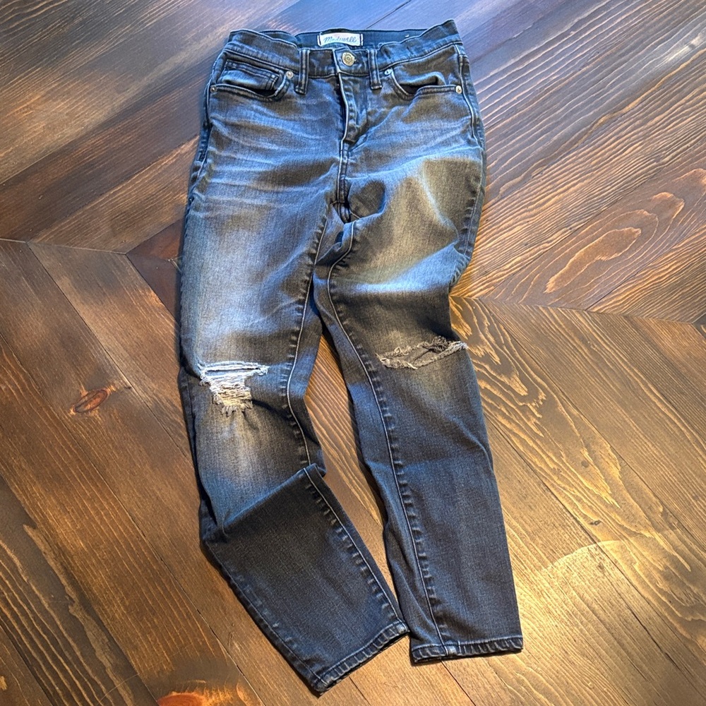 Madewell Dark Gray Distressed Skinny Jeans